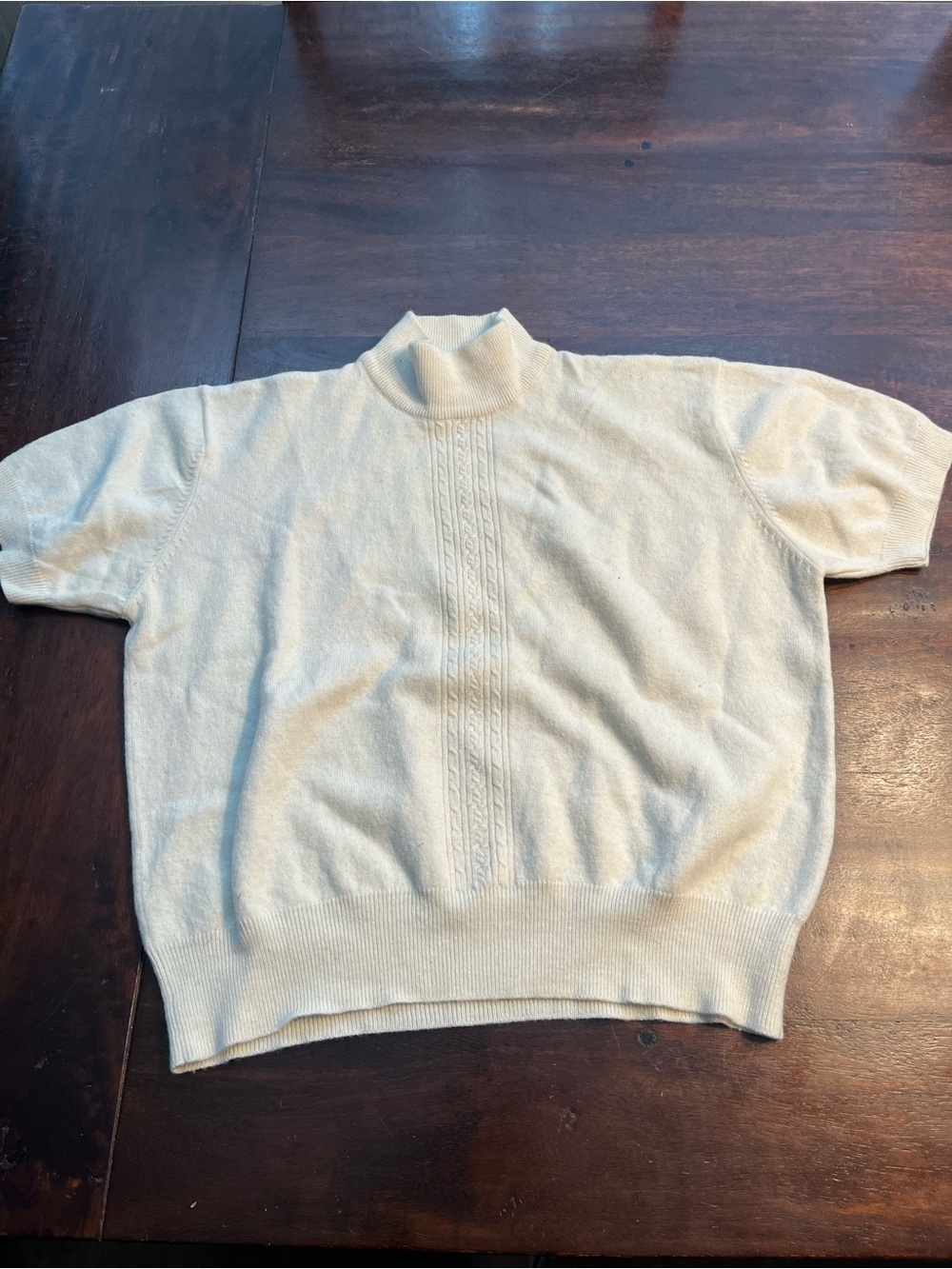 Evan Picone Cream Short-Sleeve Turtleneck Sweater